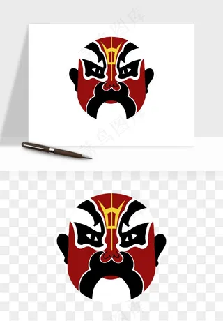 手绘戏剧脸谱卡通面具png免抠