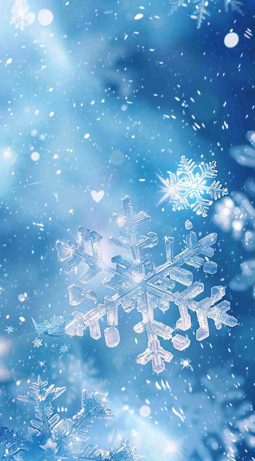 冬天白雪覆盖寒冷唯美雪景小寒插画背景