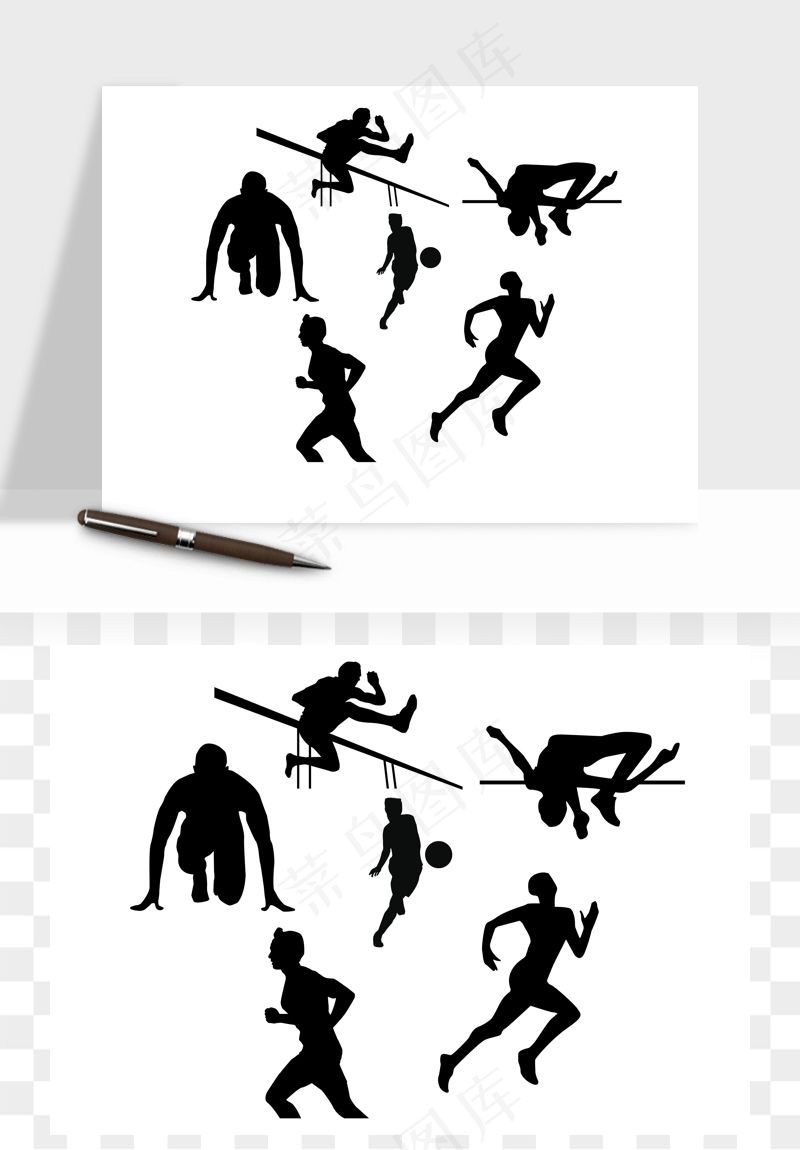 运动人物剪影矢量