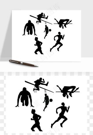 运动人物剪影矢量