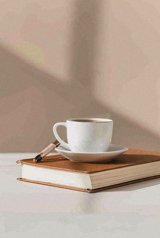 书本课本上的咖啡饮料教师节唯美摄影图