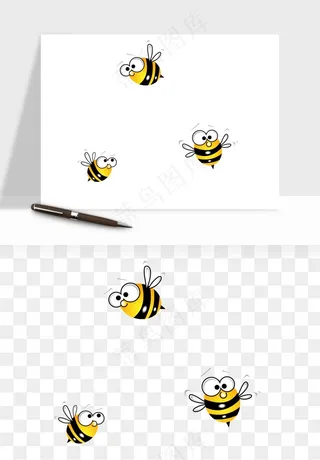 卡通蜜蜂采蜜png免抠