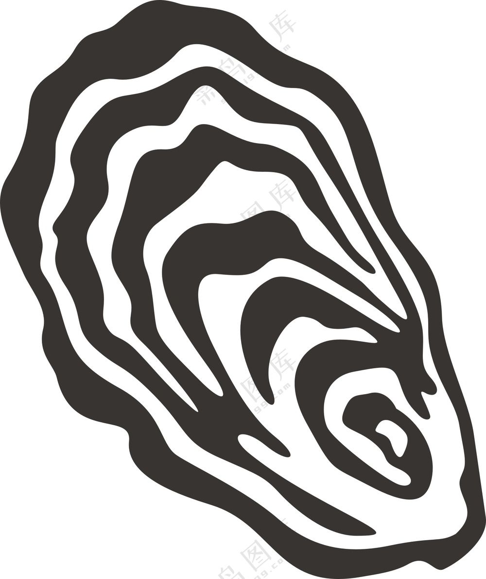 生蚝蚵仔黑白线稿手绘