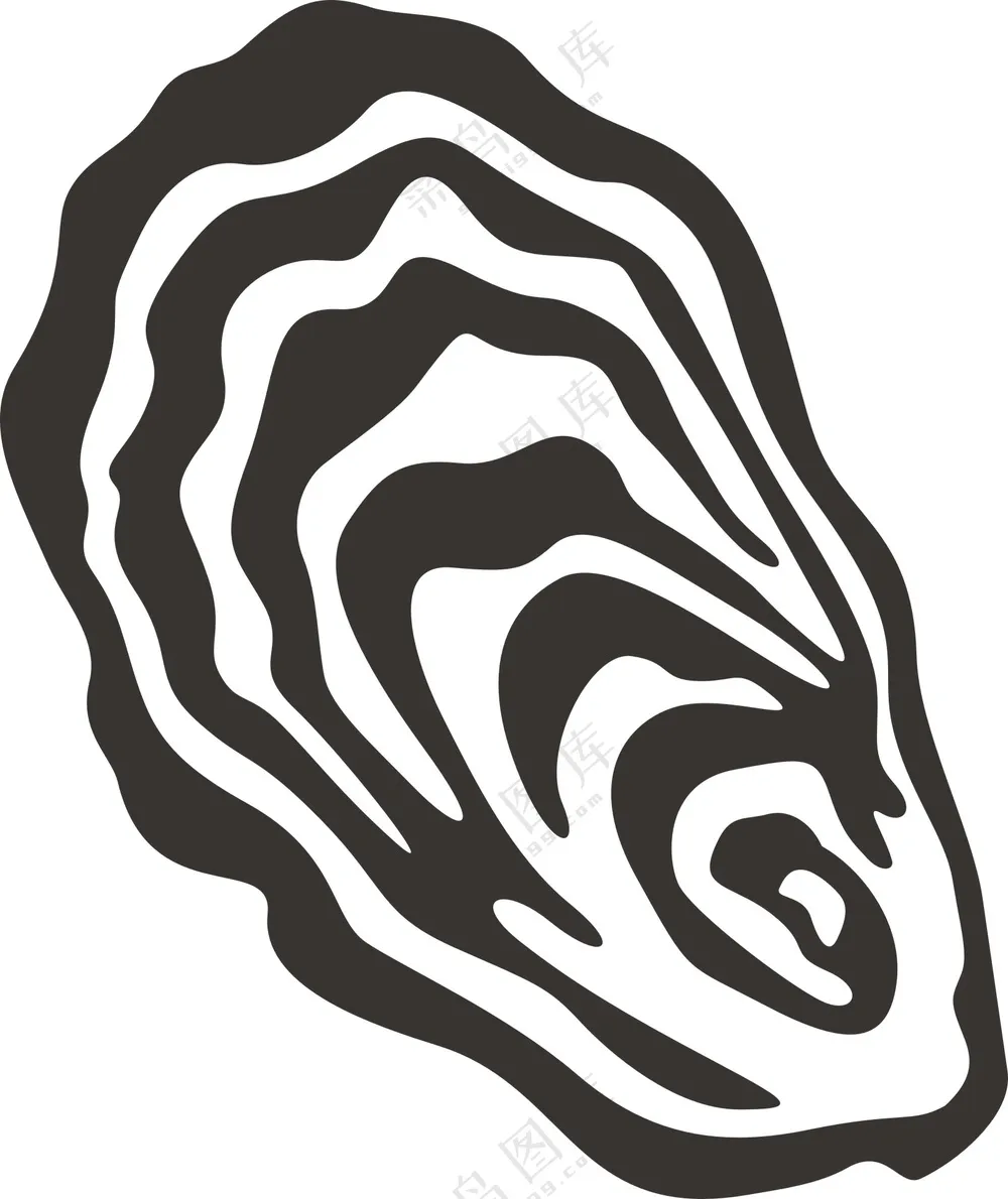 生蚝蚵仔黑白线稿手绘