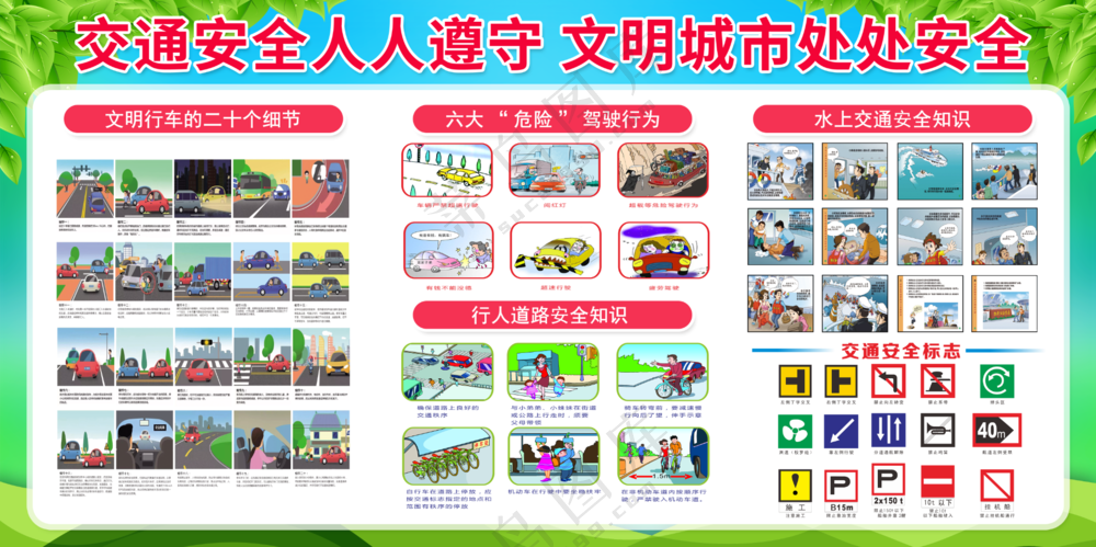 文明交通平安出行交通安全展板行车安全知识教育宣传栏