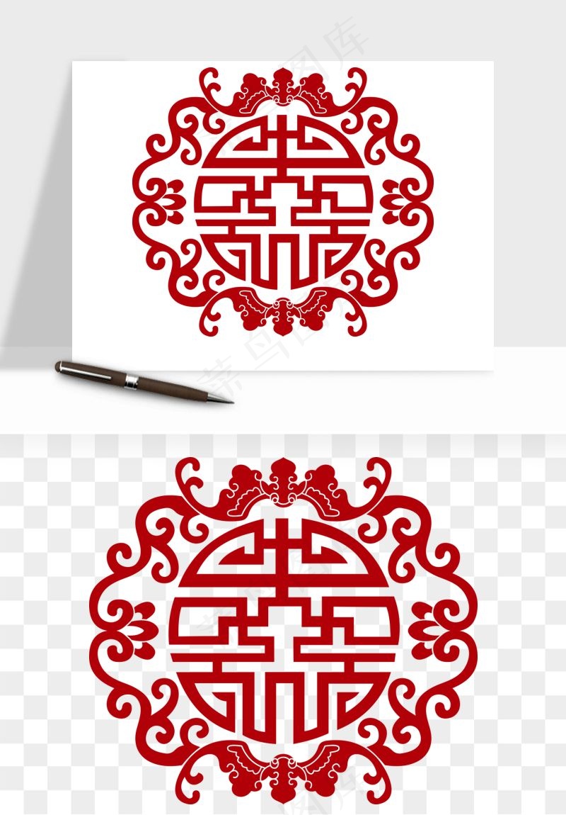 传统窗花剪纸图案png免抠