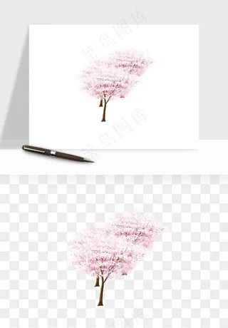 手绘樱花树png免抠