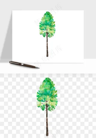 水彩手绘树木png免抠