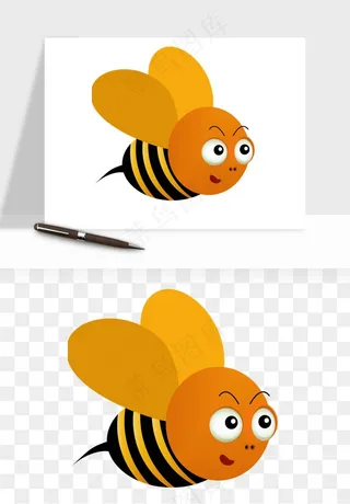 卡通蜜蜂采蜜png免抠