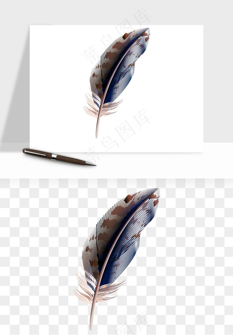 白羽毛漂浮彩色羽毛png免抠