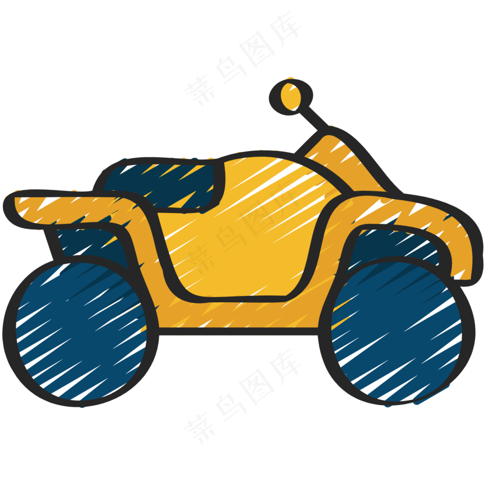 黄色摩托车 铅笔手绘图标 icon