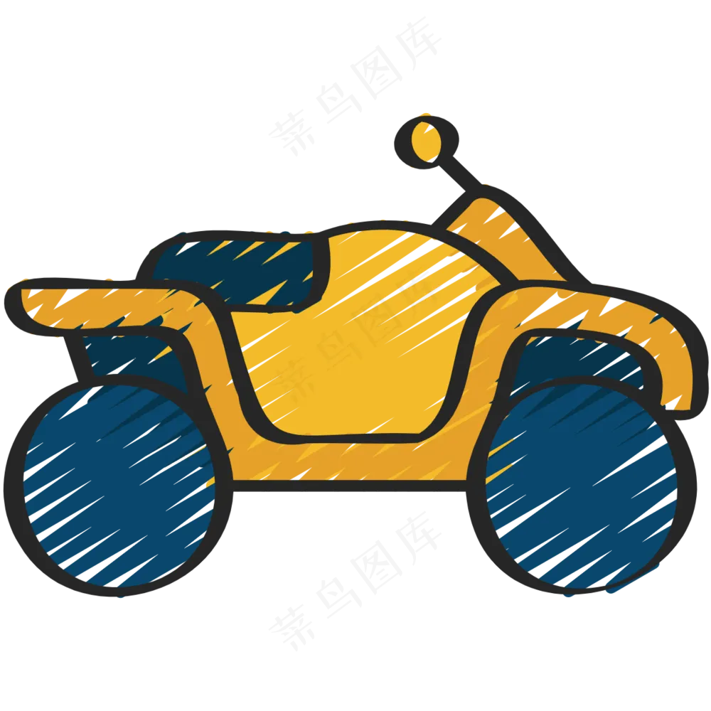 黄色摩托车 铅笔手绘图标 icon