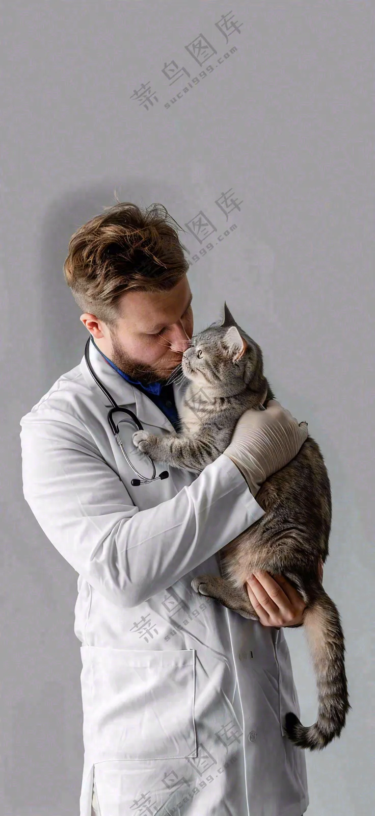 萌宠宠物医院医生抱着猫咪摄影图背景