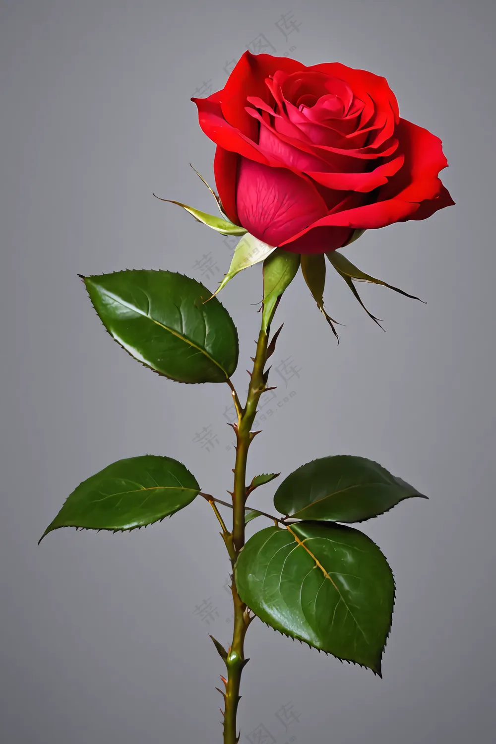 红色带刺玫瑰花