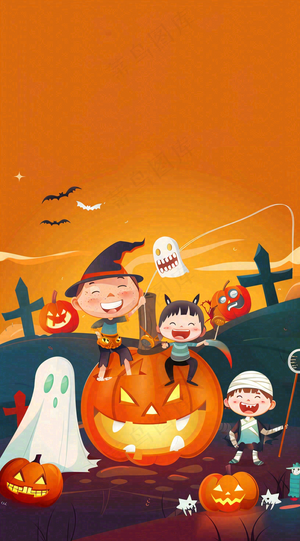 万圣节南瓜灯捣蛋恐怖背景