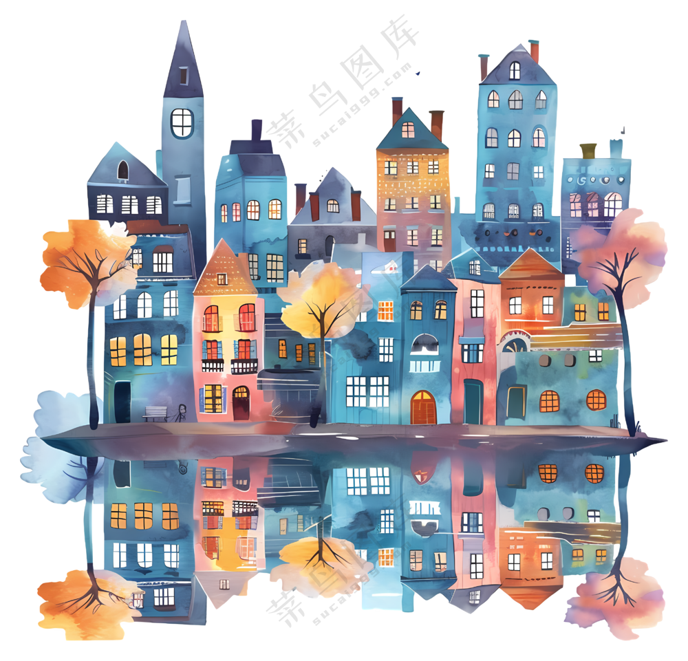 多彩的城市插图