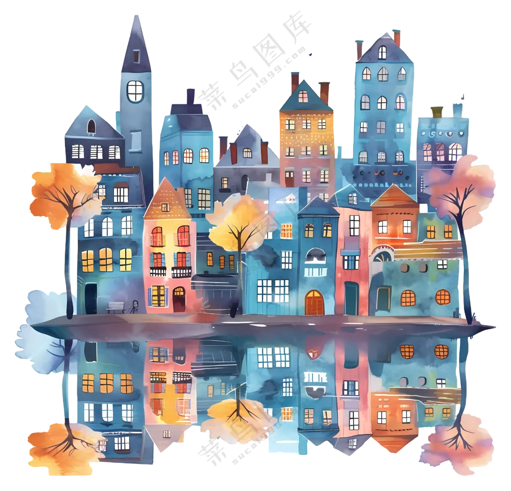 多彩的城市插图