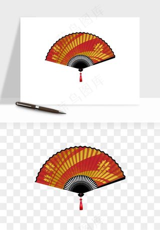 古风扇子元素png免抠