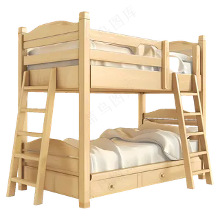 免抠咖色的卡通上下床