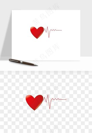 手绘心电图爱心线条png免抠