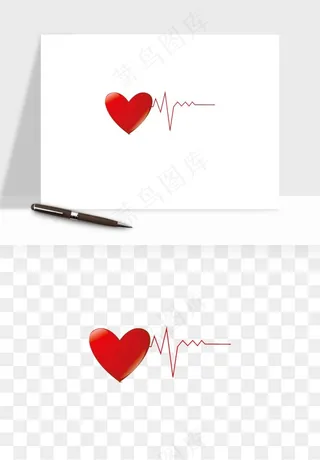 手绘心电图爱心线条png免抠