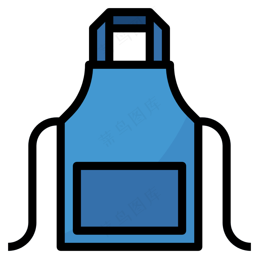 蓝色厨房围裙 线性色彩图标