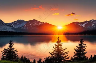 日暮黄昏唯美山水风景图片