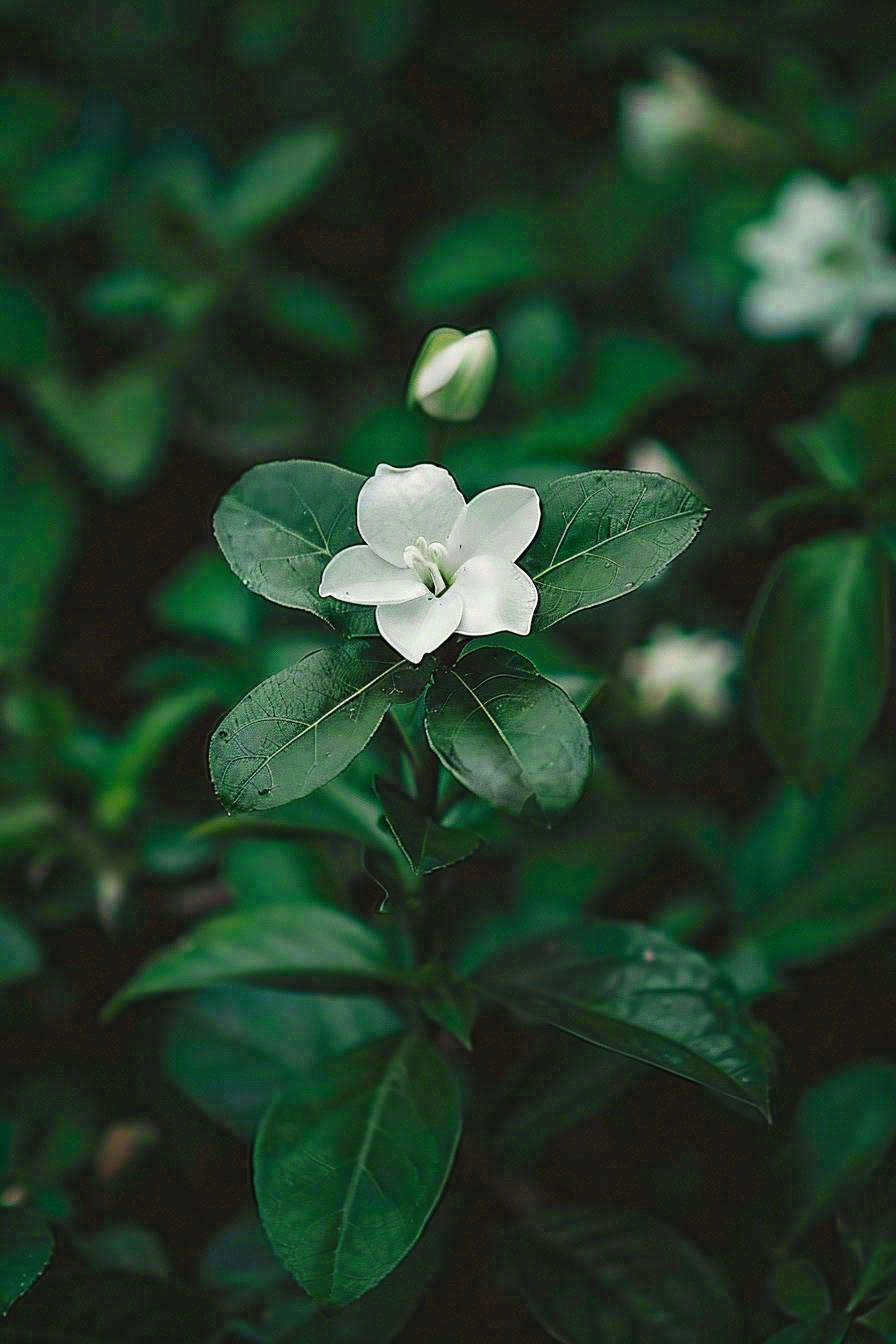 小白花栀子花春天立春春分摄影图