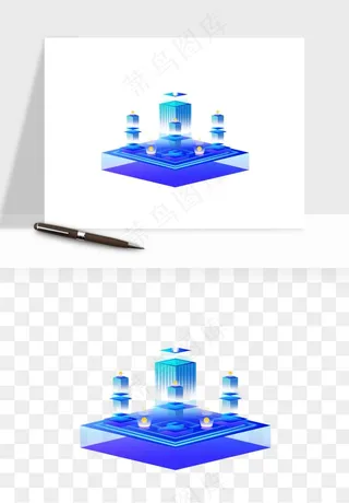 立体2.5d科技商务png免抠