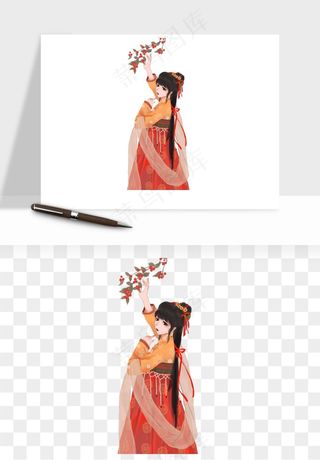 古风美人女子背影png免抠