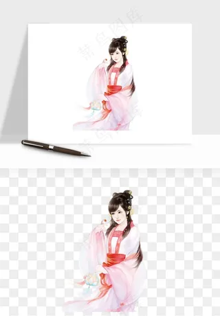 古风美人女子背影png免抠