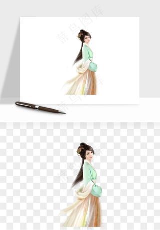 古风美人女子背影png免抠