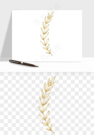 金色植物花环边框png免抠