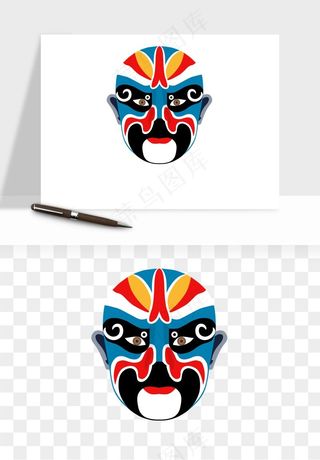 手绘戏剧脸谱卡通面具png免抠