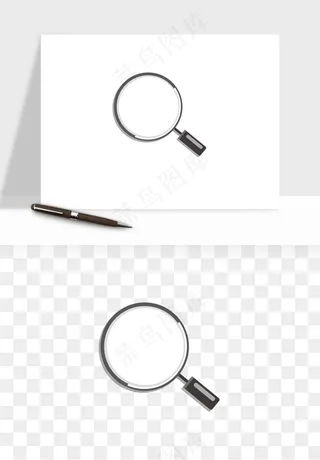 手绘放大镜镜片png免抠