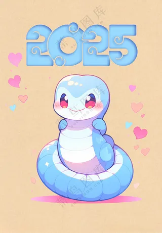 卡通蛇素材图2025新年蛇年主题设计海报