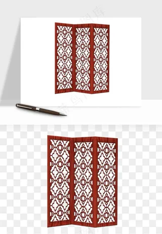 屏风国风元素png免抠