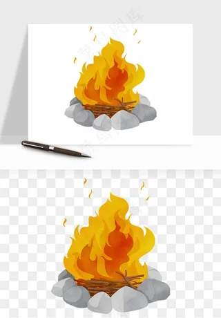 帐篷露营篝火png免抠