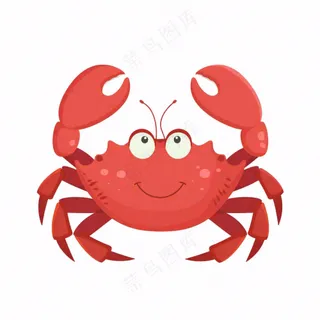 螃蟹海洋动物卡通插画免抠
