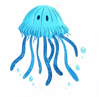 水母海洋动物卡通插画免抠