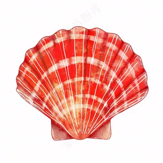 海洋扇贝贝壳卡通插画免抠