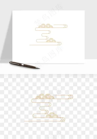 国潮线条祥云装饰png免抠