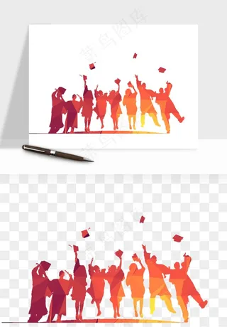 毕业季同学青春人物剪影png免抠