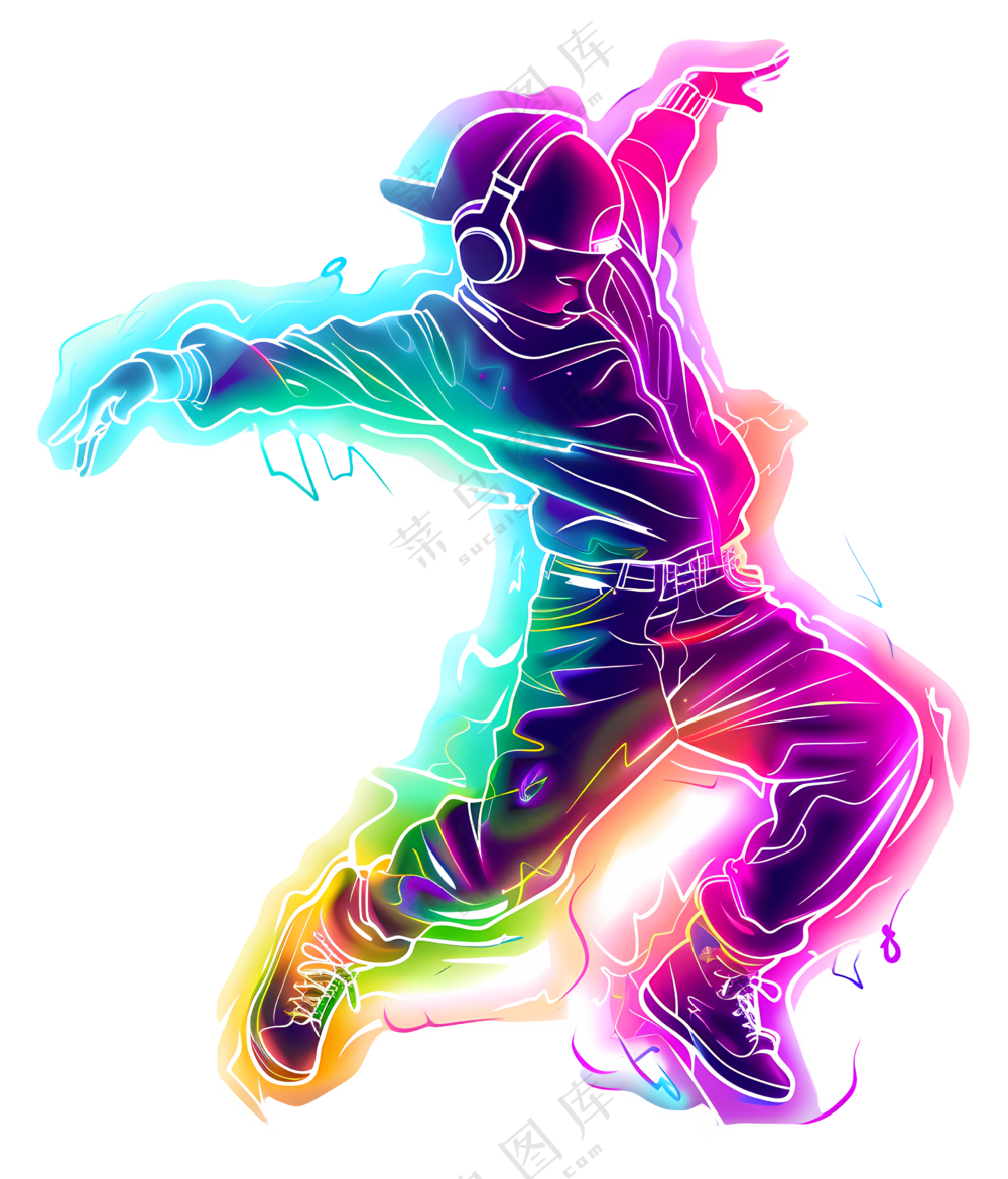 色彩鲜明的霓虹灯舞演员