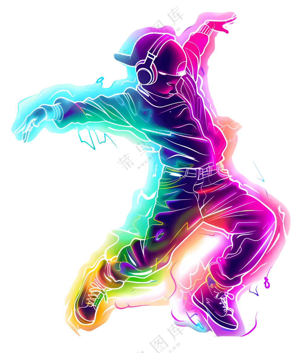 色彩鲜明的霓虹灯舞演员