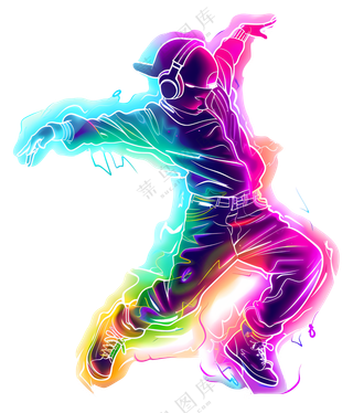 色彩鲜明的霓虹灯舞演员