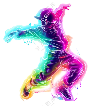 色彩鲜明的霓虹灯舞演员