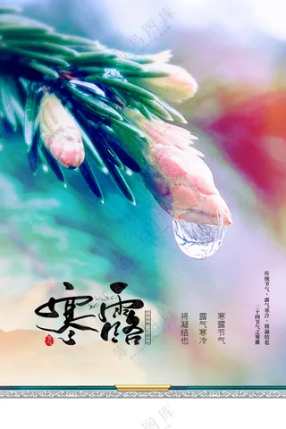 插画复古寒露节气传统海报