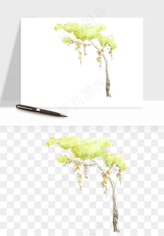 水彩手绘树木png免抠