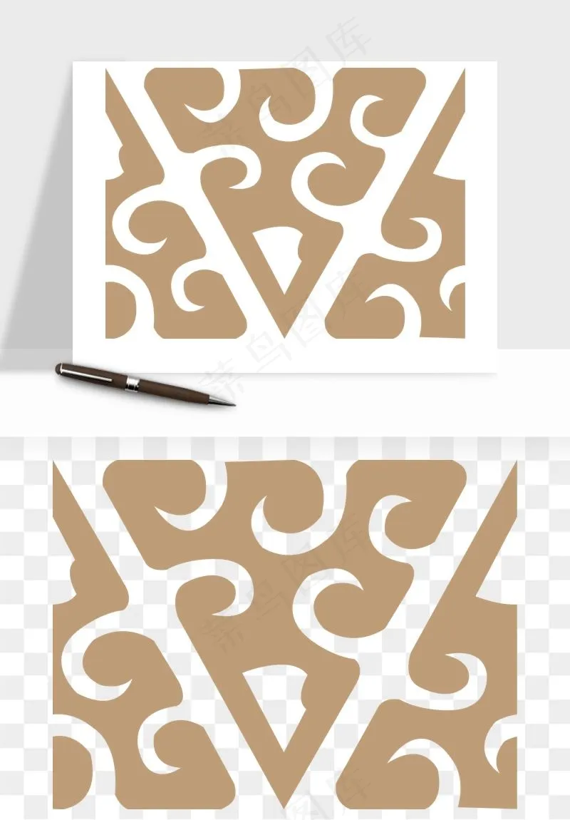 中式边框花纹图案png免抠